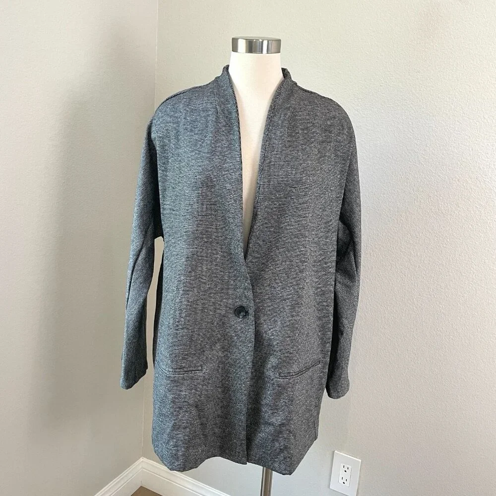 NEW $120 Banana Republic Womens XL Collarless One Button Blazer Stretch Jacket